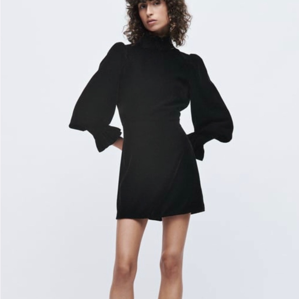 Velvet black turtle neck dress